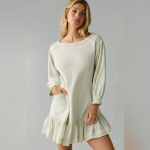 Daily Practice by Anthropologie Ruffle Hem Mini Dress Mint, Large, New With Tags